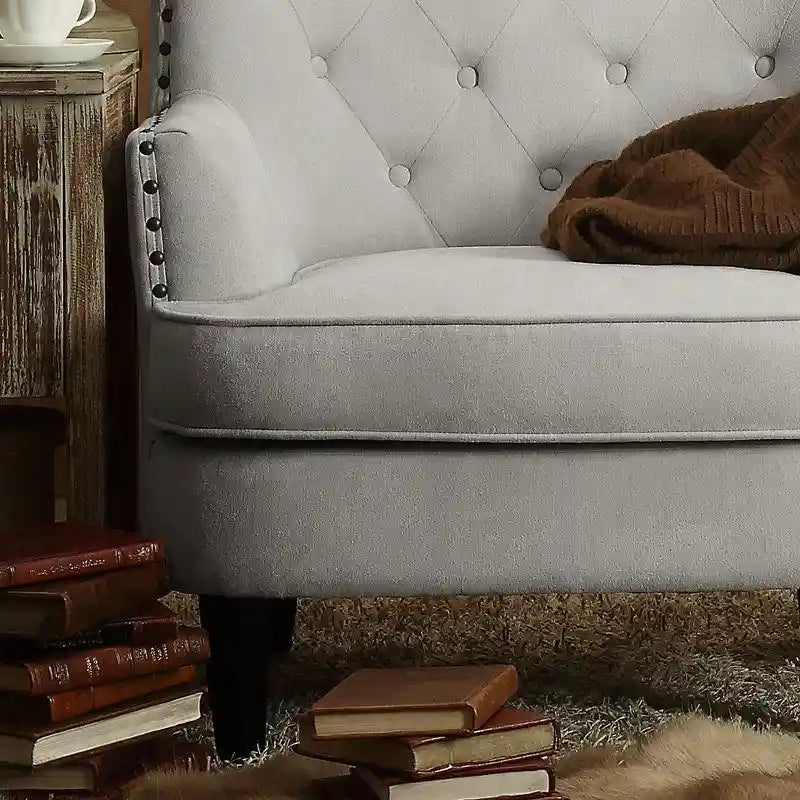 Fauteuil d'appoint capitonné à oreilles large de 76 cm en velours/lin Mignon de Moser Bay