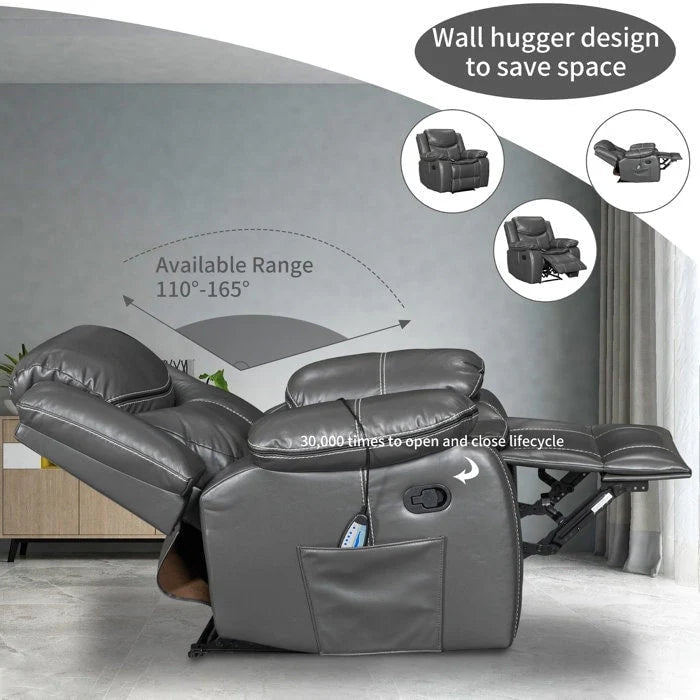 Fauteuil inclinable en cuir, large, durable, avec massage et chauffage