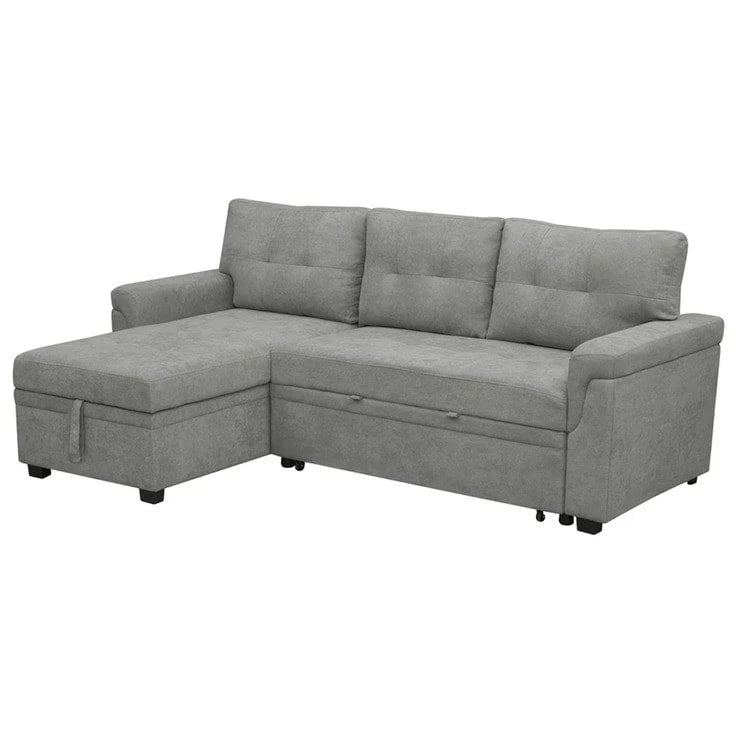Canapé d'angle réversible convertible avec lit gigogne, méridienne avec rangement dissimulé et pieds durables