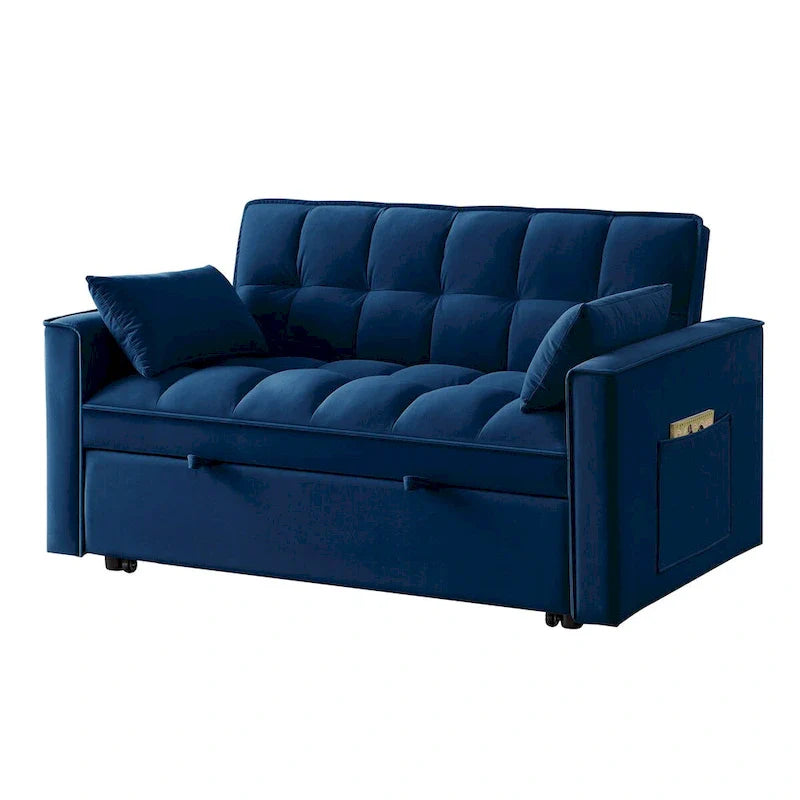 Canapé convertible 4 en 1 avec accoudoirs et poches de rangement, canapé-lit escamotable capitonné multifonction avec dossier réglable