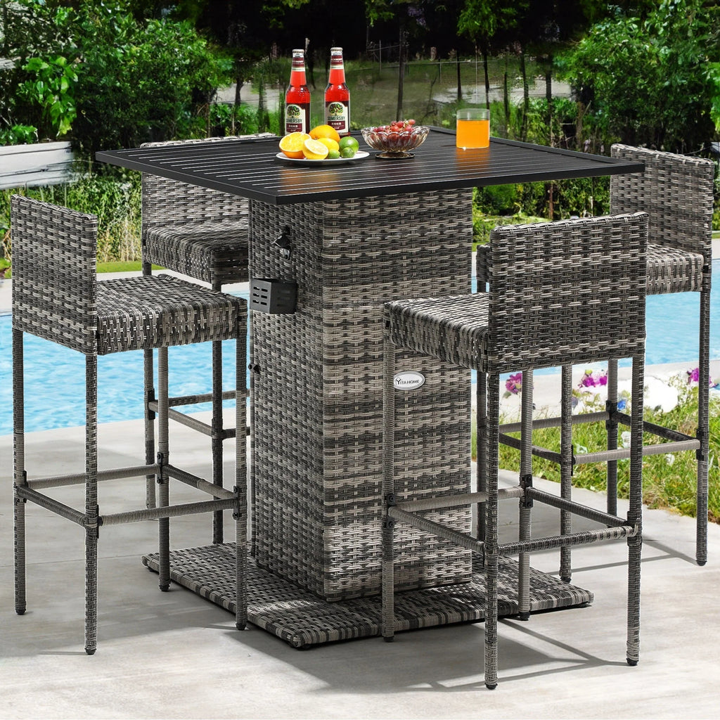 Ensemble de bar en osier d'extérieur Moasis 5 pièces - 5 PCS