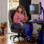 Chaise de bureau Bossin Big and Tall pour cadres, 227 kg, soutien lombaire réglable, chaise ergonomique avec dossier haut en cuir PU