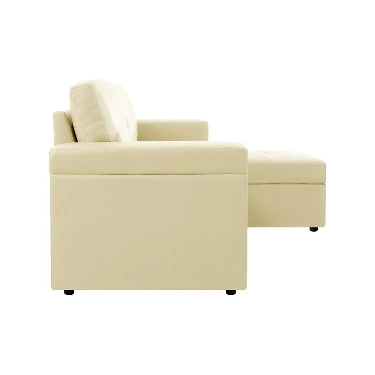 Canapé d'angle réversible convertible avec lit gigogne, méridienne avec rangement dissimulé et pieds durables