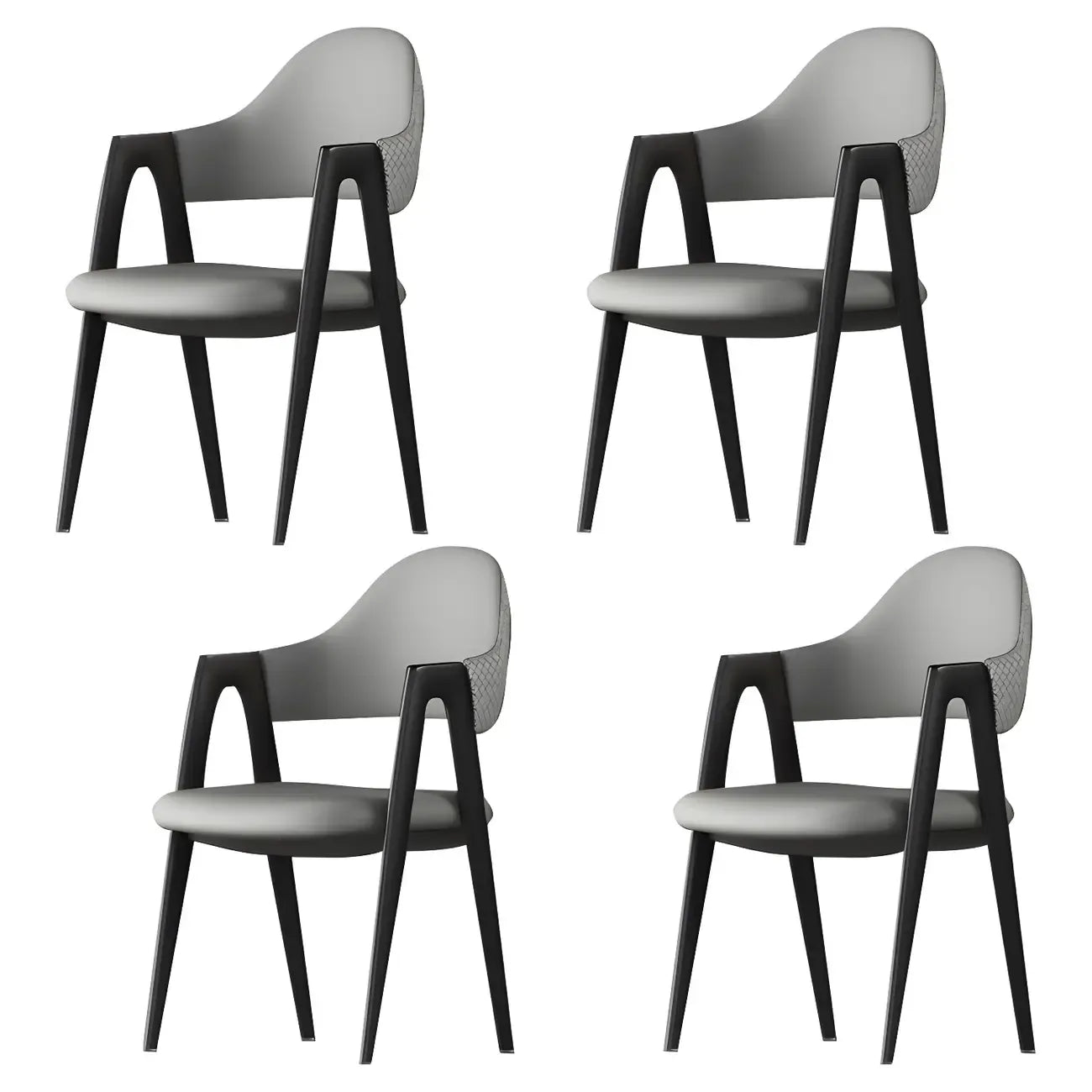 Chaise de salle à manger en cuir moderne avec dossier incurvé et ouvert