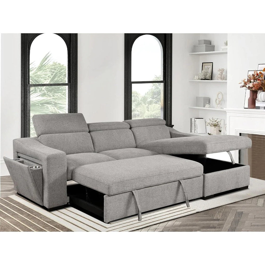 Canapé d'angle convertible Roomfitters 103 avec méridienne de rangement, appuie-tête réglables, en forme de L