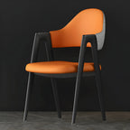 Chaise de salle à manger en cuir moderne avec dossier incurvé et ouvert