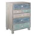 Commode nautique à 6 tiroirs en bois flotté multicolore Key West