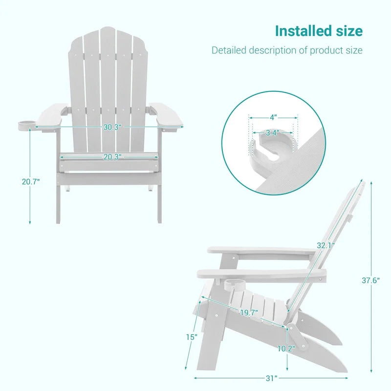 Lot de 2 chaises Adirondack pliantes Bonosuki pour patio et brasero