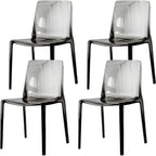 Chaise de salle à manger en acrylique ambré sans accoudoirs à dossier bas
