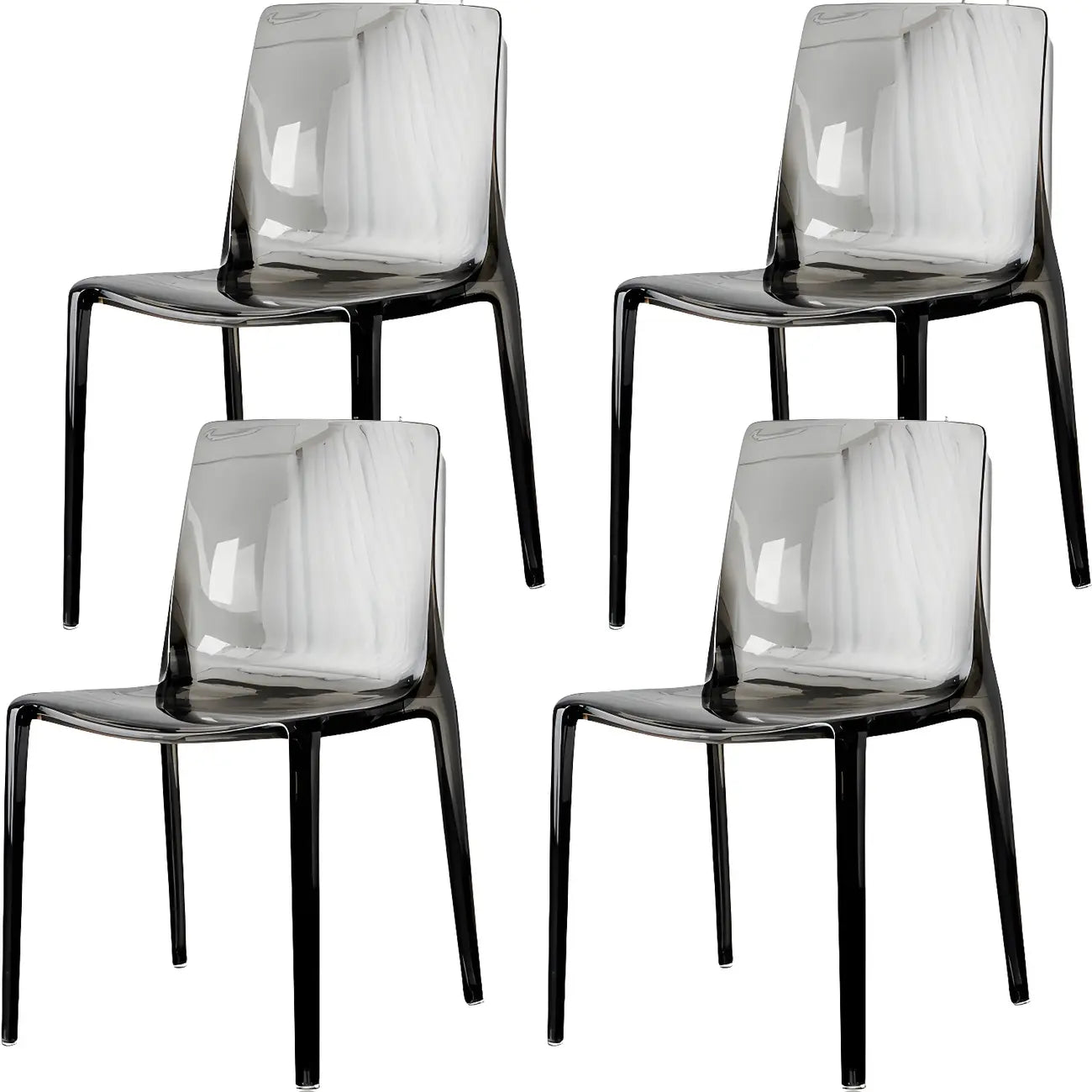 Chaise de salle à manger en acrylique ambré sans accoudoirs à dossier bas
