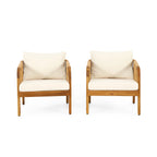Ensemble de deux fauteuils de club d'extérieur Jabe en bois d'acacia et osier par Christopher Knight Home