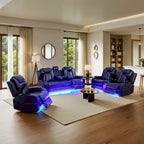 Ensemble canapé inclinable 3 places moderne en cuir avec LED et recharge sans fil