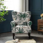 Fauteuil d'appoint moderne Erommy, fauteuil à dossier haut, canapé individuel en tissu capitonné avec pieds en bois pour salon