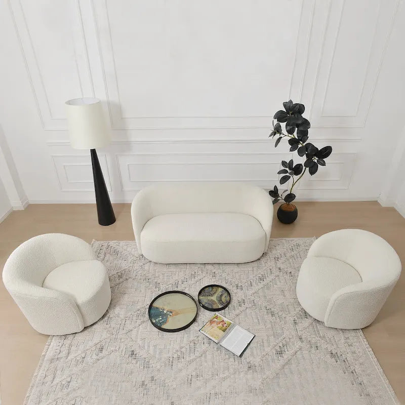 KINWELL Fauteuil d'appoint pivotant rembourré en forme de tonneau, de 86 cm de large (Lot de 2)