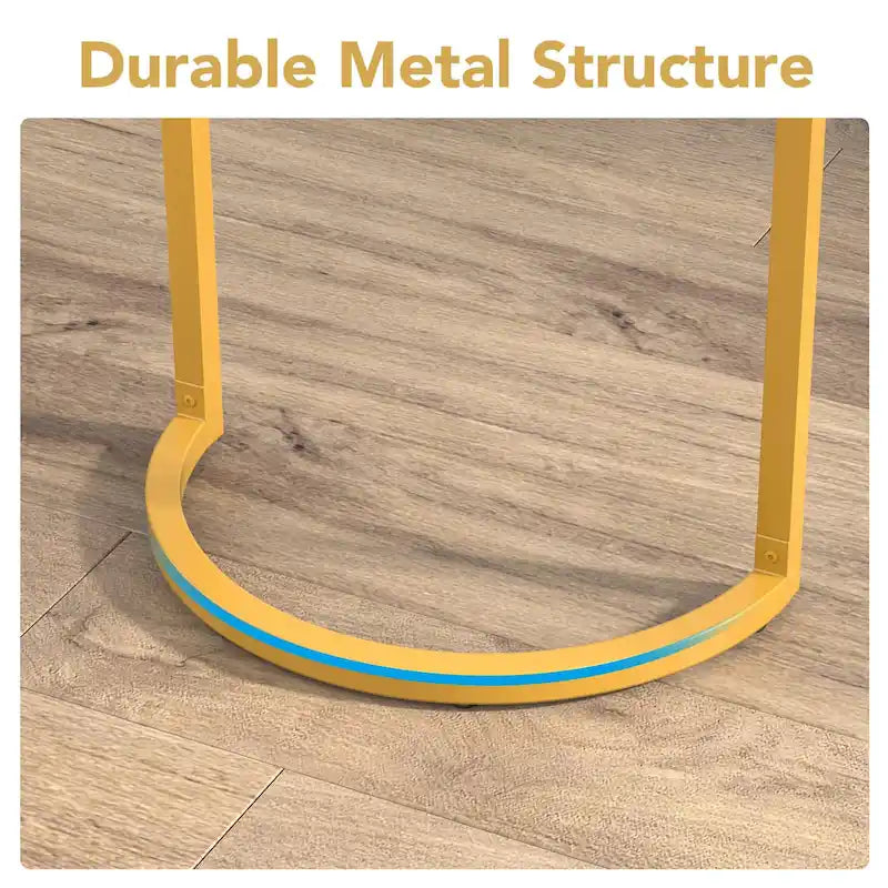 Table d'appoint demi-ronde, table d'appoint étroite en C mince avec cadre en métal