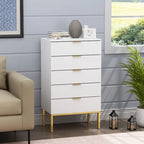 Commode à 5 tiroirs avec table de chevet et meuble de rangement 60 cm L Blanc/Noir