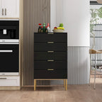 Commode à 5 tiroirs avec table de chevet et meuble de rangement 60 cm L Blanc/Noir