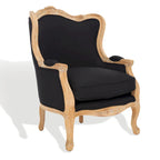 Fauteuil à oreilles Kali en chêne et lin naturel SAFAVIEH Couture - 34Lx34Px40H