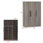 Armoire Penderie en Bois avec 6 Cubes de Rangement et Tringle Suspendue