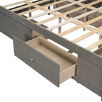 Lit plate-forme King Size avec tête de lit de rangement et 8 tiroirs