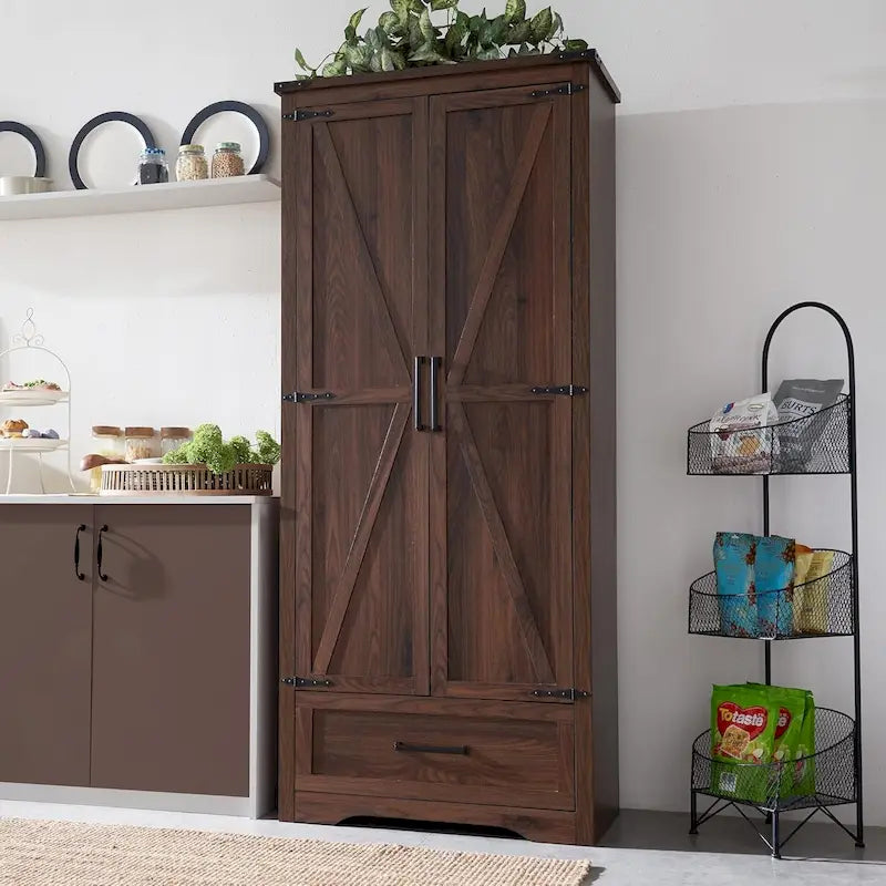 Armoire de rangement de cuisine de ferme, meubles de rangement en bois