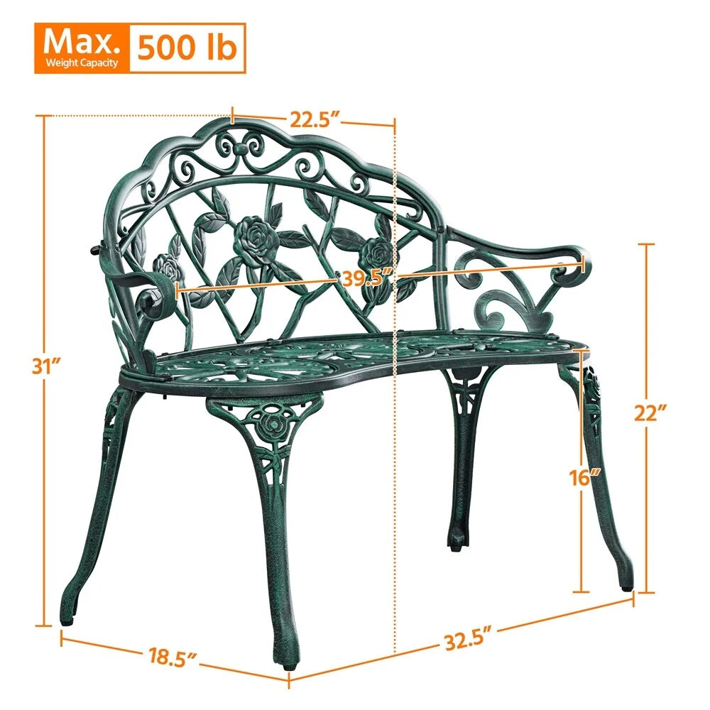 Yaheetech Banc en métal pour l'extérieur, Patio, Parc, Jardin - N/A