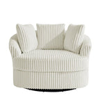 Lot de 2 fauteuils pivotants ronds surdimensionnés en velours côtelé moelleux de 43 po avec oreillers