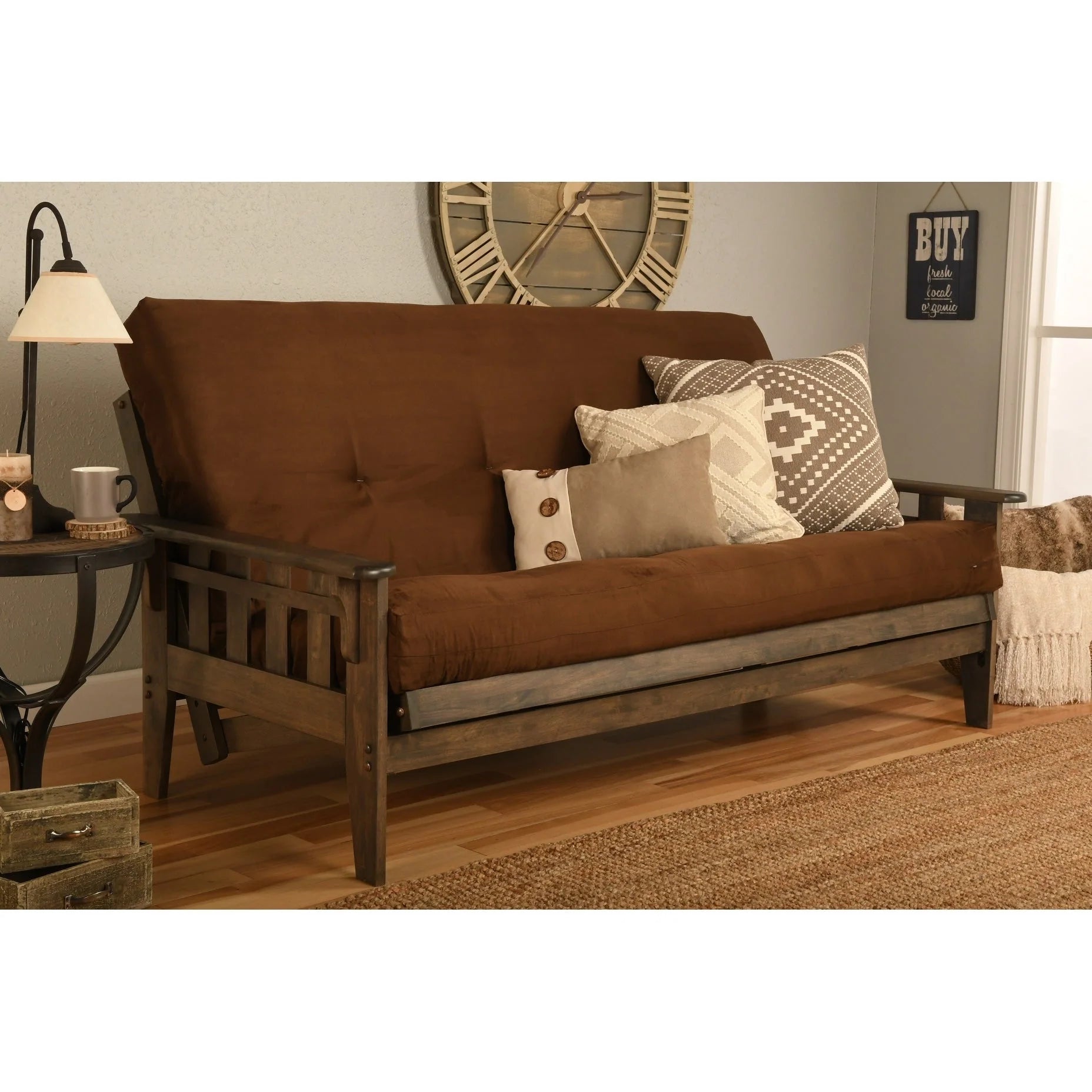 Ensemble de futon Somette Tucson pleine grandeur en noyer rustique avec matelas