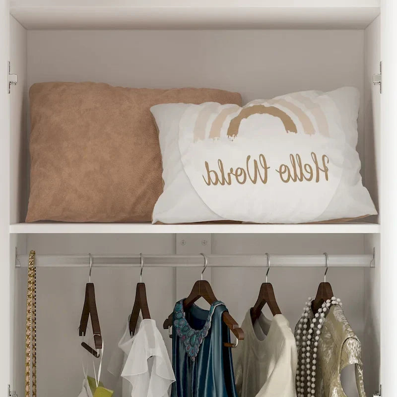 Armoire Penderie en Bois avec 6 Cubes de Rangement et Tringle Suspendue