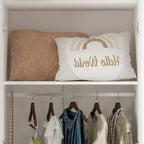 Armoire Penderie en Bois avec 6 Cubes de Rangement et Tringle Suspendue