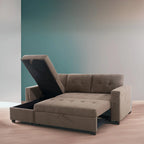Canapé d'angle réversible convertible avec lit gigogne, méridienne avec rangement dissimulé et pieds durables