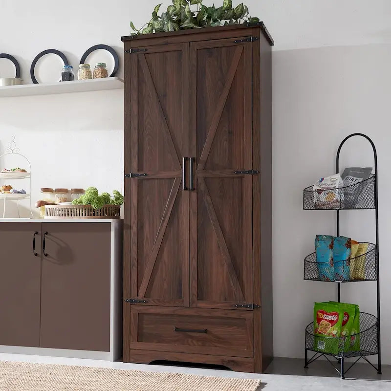 Armoire de rangement de cuisine de ferme, meubles de rangement en bois