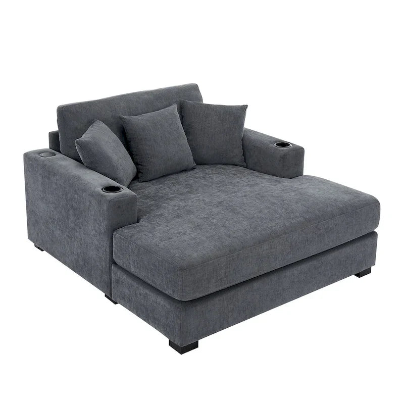 Trois tailles de chaise longue surdimensionnée avec oreillers