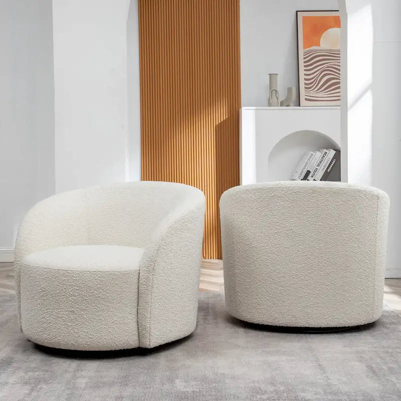 KINWELL Fauteuil d'appoint pivotant rembourré en forme de tonneau, de 86 cm de large (Lot de 2)
