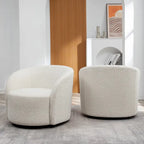 KINWELL Fauteuil d'appoint pivotant rembourré en forme de tonneau, de 86 cm de large (Lot de 2)