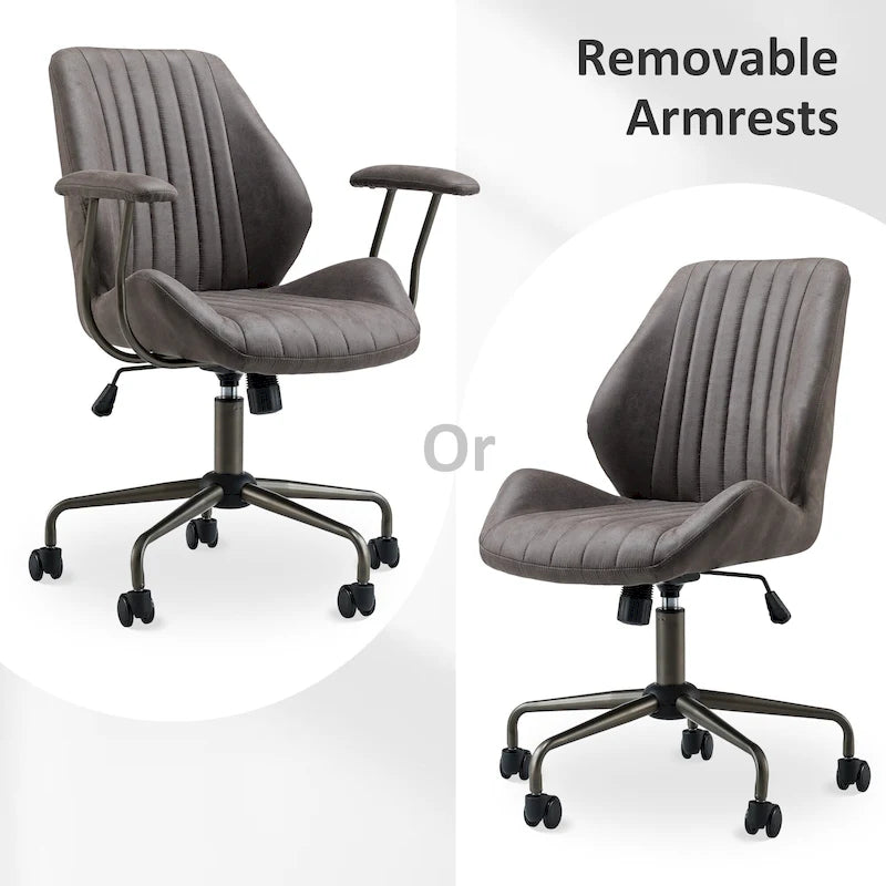 Chaise de Bureau Ergonomique en Tissu Suédé OVIOS avec Support Lombaire