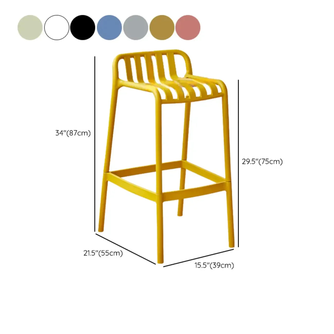Tabouret de bar minimaliste en plastique pour l'extérieur et l'intérieur