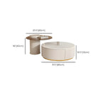 Table basse ronde moderne blanche avec tiroir en bois