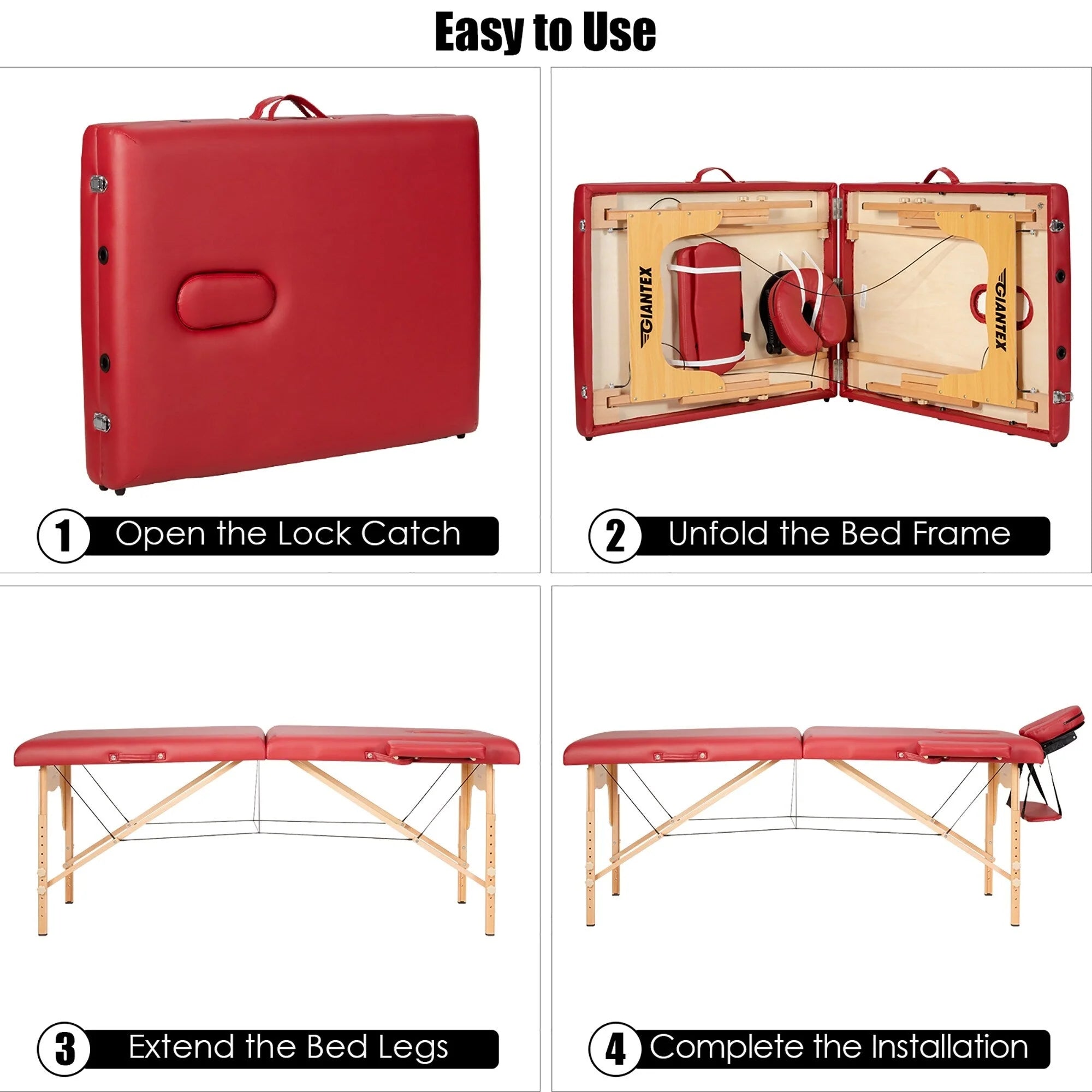 Table de massage portable 84L réglable lit de spa facial tatouage avec sac de transport