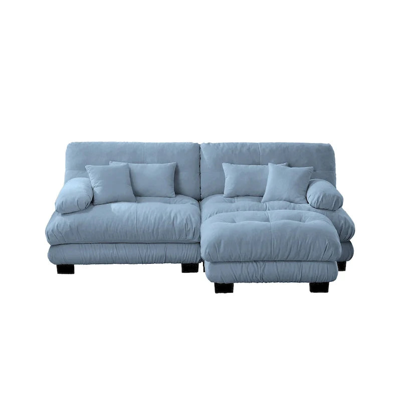 Canapé d'angle en forme de L en chenille avec coussins lombaires