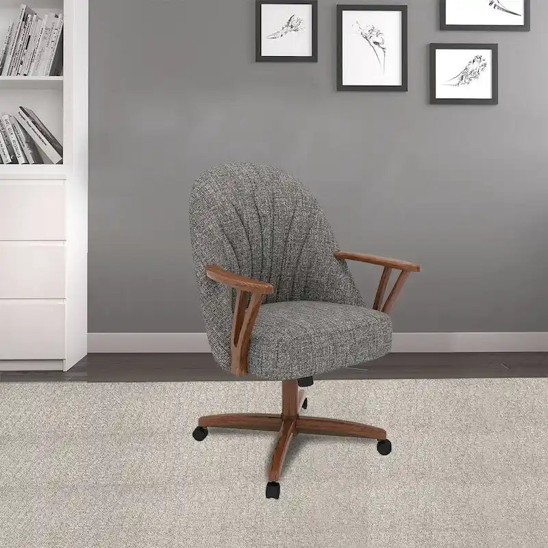 Chaise de salle à manger à roulettes Chromcraft Cliff, finition noyer