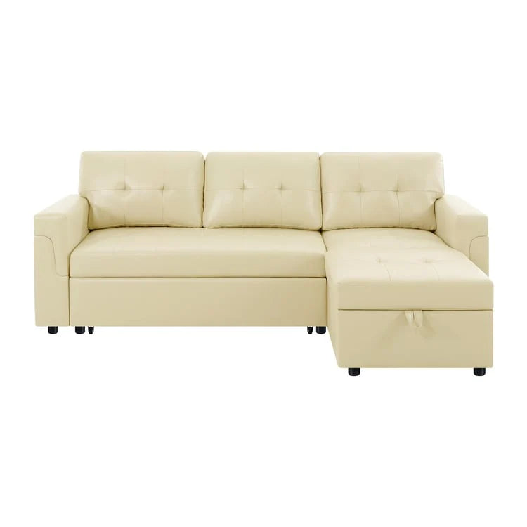 Canapé d'angle réversible convertible avec lit gigogne, méridienne avec rangement dissimulé et pieds durables