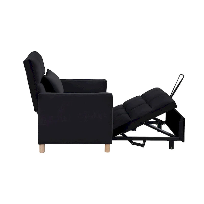 Chaise longue convertible 3-en-1 en lit, noir