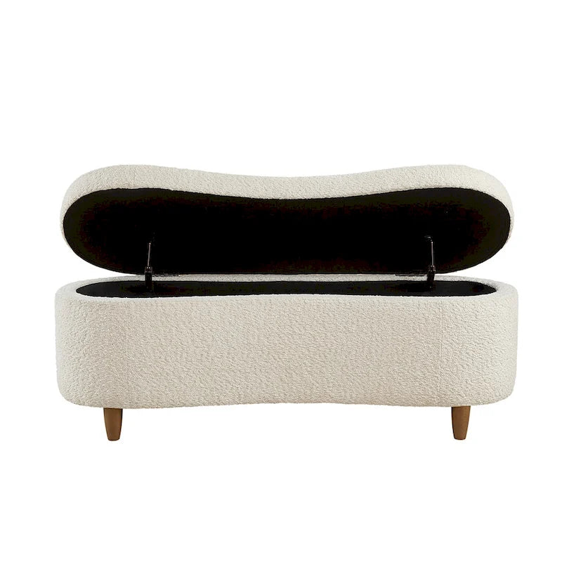 Banc de rangement rabattable en tissu bouclé taupe INK+IVY Bailey