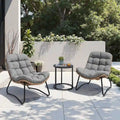 Chaises Papasan d'extérieur avec coussin, chaises confortables de patio en rotin PE avec table d'appoint