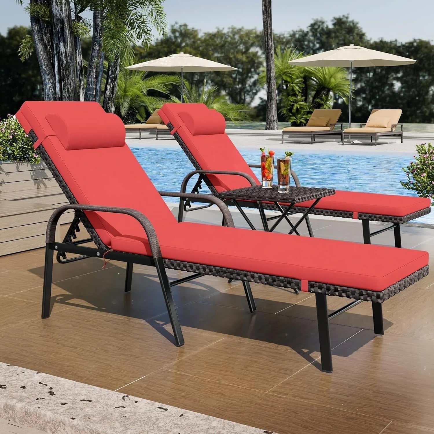 Kullavik – Ensemble de 3 chaises longues d'extérieur