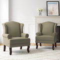 2 fauteuils d'appoint à dossier haut traditionnels, revêtus de tissu