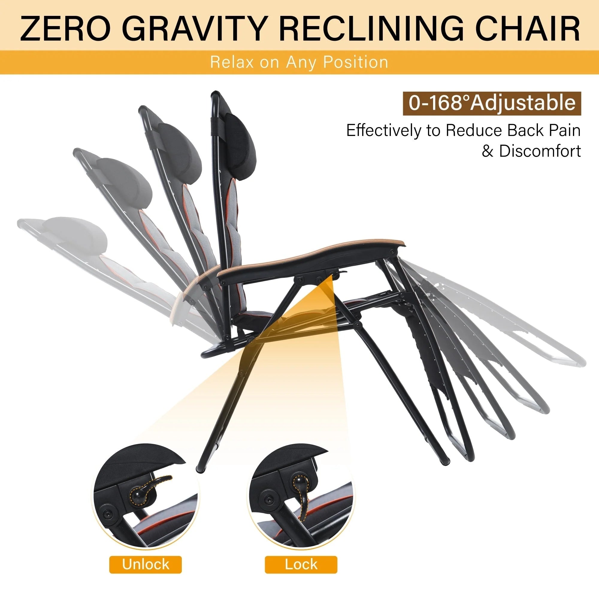 Fauteuil de relaxation zéro gravité XL surdimensionné et rembourré, avec accoudoirs plus larges, inclinable et porte-gobelet - N/A