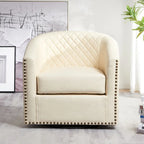 Fauteuil pivotant rond en similicuir capitonné KINWELL, 73,6 cm de large