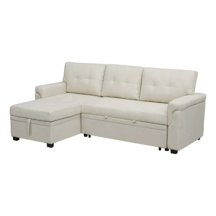 Canapé d'angle réversible convertible avec lit gigogne, méridienne avec rangement dissimulé et pieds durables